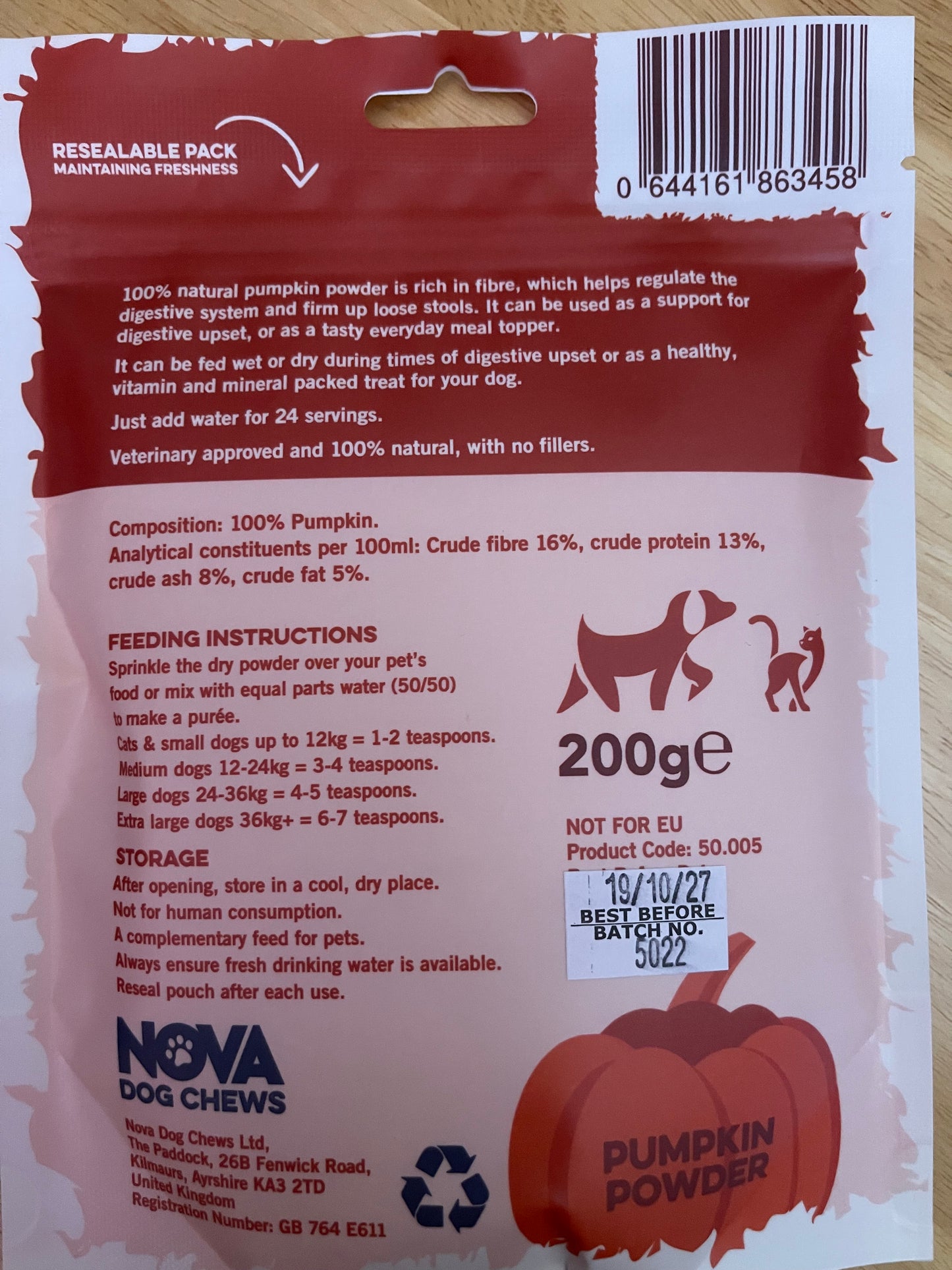 Pumpkin powder 200g resealable pouches